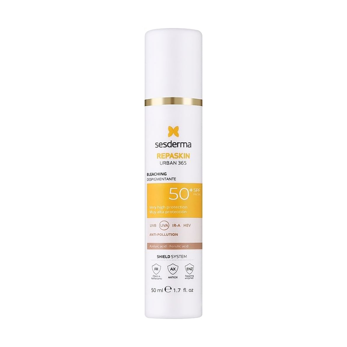 Сонцезахисний крем для обличчя Sesderma Repaskin Urban 365 Bleaching SPF 50+ з депігментувальною дією, 50 мл